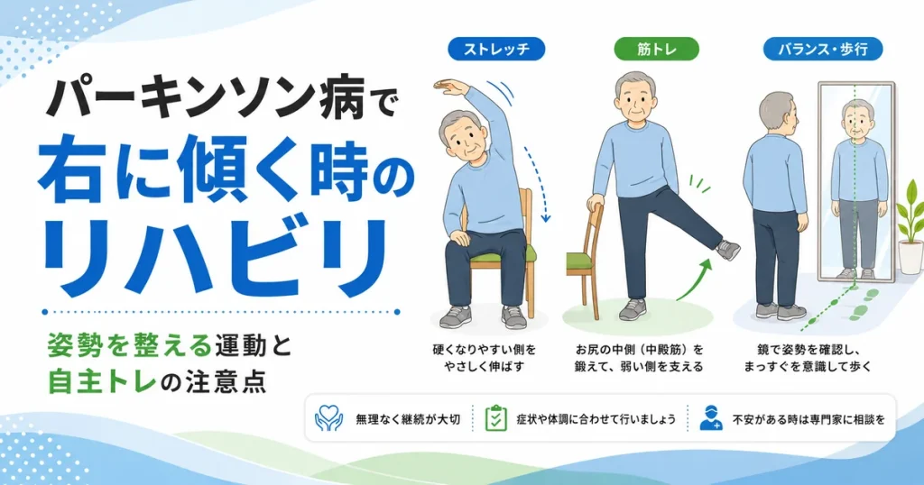 パーキンソン病で右に傾くときのリハビリ